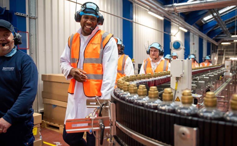 Two-Time Heavyweight Champion Anthony Joshua visits Suntory Beverage and Food GB&I’s factory in Coleford Two-Time Heavyweight Champion Anthony Joshua visits Suntory Beverage and Food GB&I’s factory in Coleford